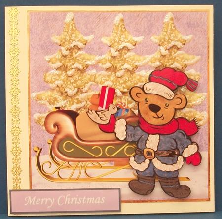 Christmas Teddy Bear and Sledge by Cheryl French