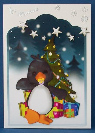 Baby Penguin Christmas Card Front by Cheryl French