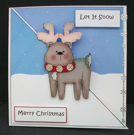 Cute Reindeer Corner Decoupage Card Design Sheet by Cheryl French