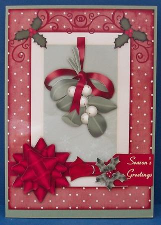 Christmas Mistletoe in Red and Green Card Front by Cheryl French