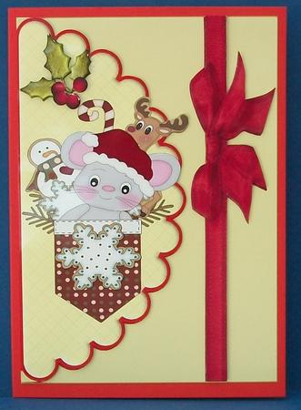 Little Pocket Mouse with Friends on Scalloped Envelope by Cheryl French