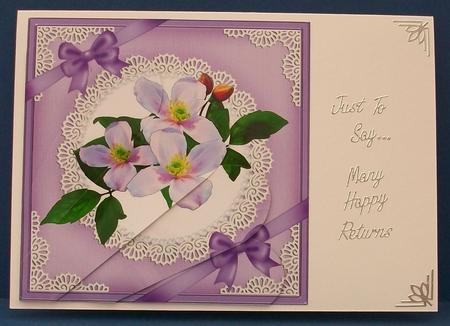 Clematis and Lace Fan Pyramage Topper by Cheryl French