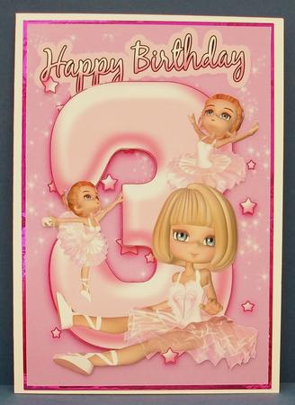 3rd Birthday Ballet Greeting Card Front by Cheryl French