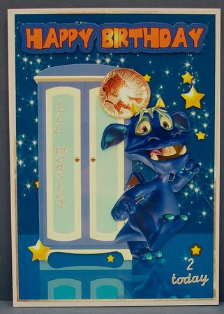 Fun Happy Monster Birthday Card Front by Cheryl French