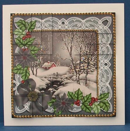 Black Winter Walk Poinsettia All 4 Corner Stacker by Cheryl French