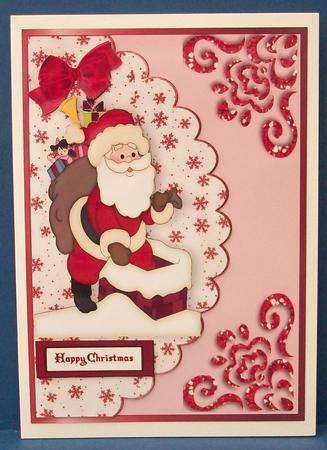 Santa Down the Chimney on Scallped Envelope by Cheryl French