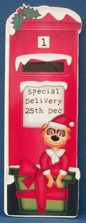 Large Dl Xmas Eric Meerkat Postbox Shaped Card by Cheryl French