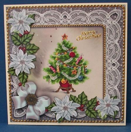 Elegant Tree Ice Poinsettia 3D Decoupage Step by Step Sheet by Cheryl French