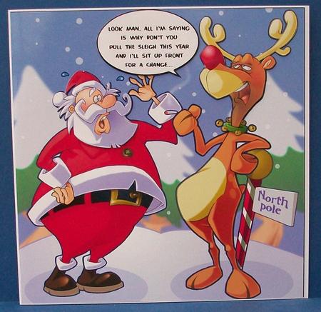 Cheeky Rudolf 8x8 Quick Card by Cheryl French