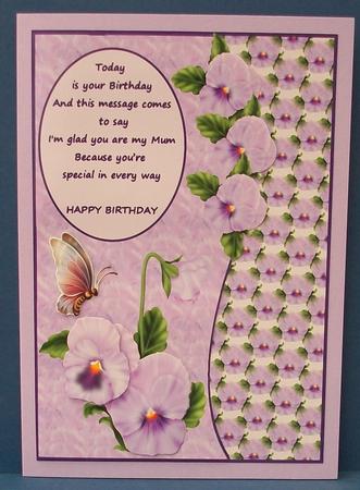 Butterfly and \pansy \birthday Mum by Cheryl French