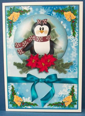 Christmas Penguin Snowglobe Topper by Cheryl French