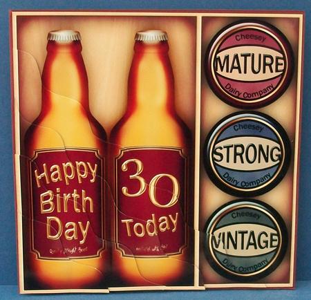 30th Birthday Beer Gift Set Wavy Corner Side Stacker Topper by Cheryl French