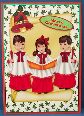 Carol Singers on a Scroll with Bell by Cheryl French