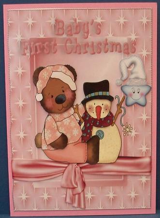 Baby's First Christmas (pink) with Cheeky Star by Cheryl French