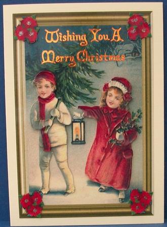 Christmas Vintage Children Decoupage Topper by Cheryl French