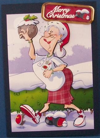 Christmas Bowling Lady by Cheryl French