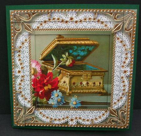 Music Box Spiral Edge Stacker Card Front by Cheryl French
