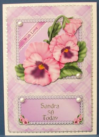 Pansies Quick Card with Decoupage by Cheryl French