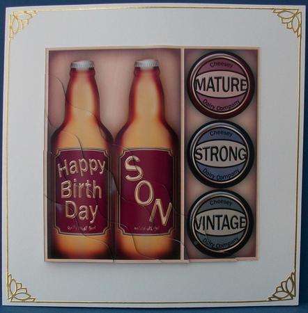Son Birthday Beer Gift Set Wavy Corner Side Stacker Topper by Cheryl French