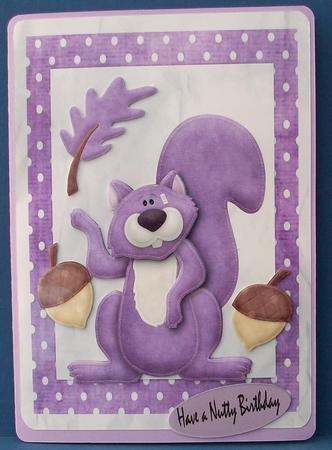 Cute Purple Squirrel in Purple Polka Dot Frame by Cheryl French