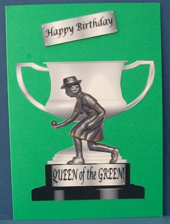 Lady Bowler Trophy Shaped Card by Cheryl French