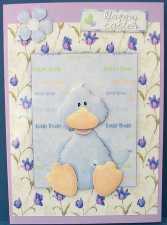 Cute Pale Purple Duck in Flower Frame by Cheryl French