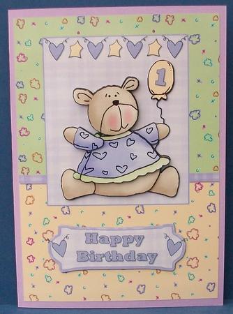 Baby Bear Birthday Decoupage by Cheryl French