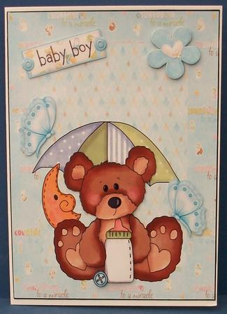 Cute Baby Boy Bear with Bottle by Cheryl French