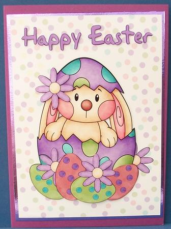 Easter Bunny in Egg Greeting Card Front by Cheryl French