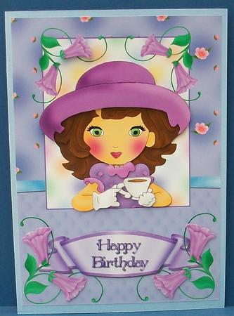 Tea Party Card Front and Decoupage by Cheryl French
