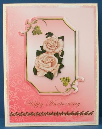 Cream Roses on Peach Plaque - Anniversary by Cheryl French