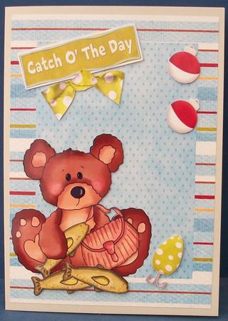 Little Fishing Bear with Fishing Accessories by Cheryl French