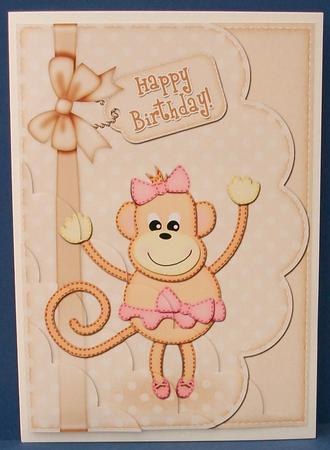 A5 Tu Tu Monkey Scallop Corner Side Stacker by Cheryl French