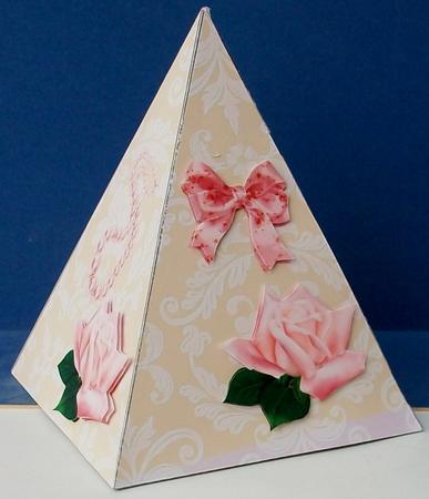 Pyramide Card Pink Roses by Cheryl French