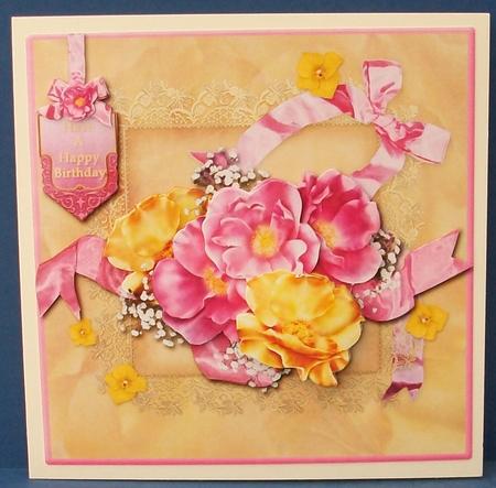 Pink and Yellow Blooms Card Front by Cheryl French