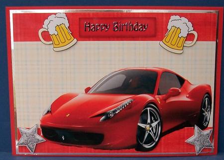Lovely Red Sports Car with Beer by Cheryl French