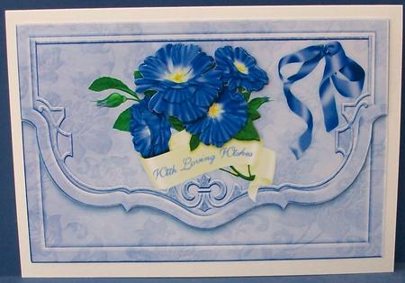 Wild Blue Roses Fancy Faux Envelope Card Front by Cheryl French