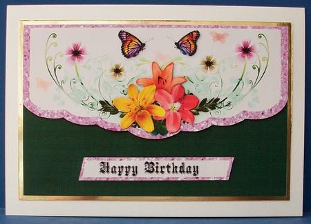 Lillies and Butterflies Birthday Envelope Card by Cheryl French