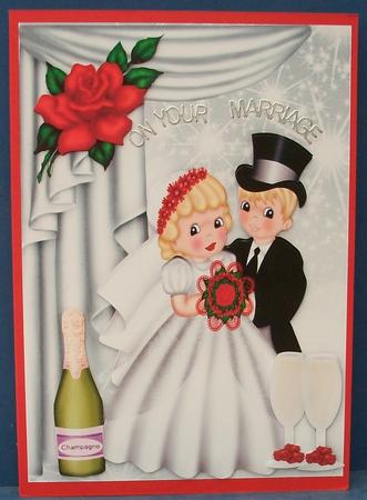 White Wedding, Red Rose, Champagne and Silver Stars by Cheryl French