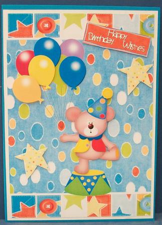 Cute Clown Bear with Balloons by Cheryl French