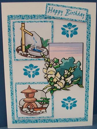 Three Squares -oriental Garden by Cheryl French