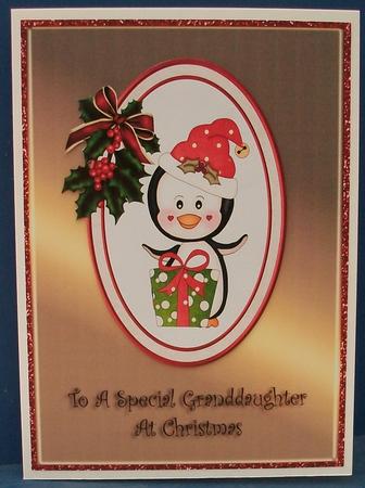 Pengiun with Present - Granddaughter by Cheryl French