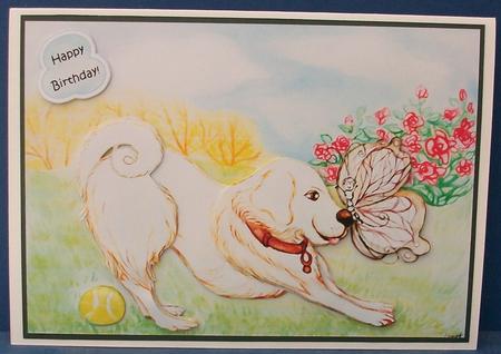 Golden Retriever and Butterfly-quick Card by Cheryl French