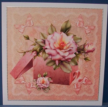 Boxed Rose with Ribbons and Lace by Cheryl French