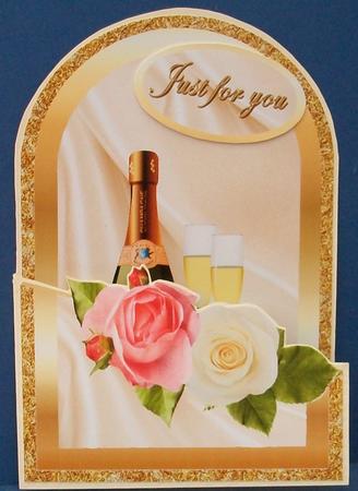 Birthday Cutaway Roses and Champagne by Cheryl French