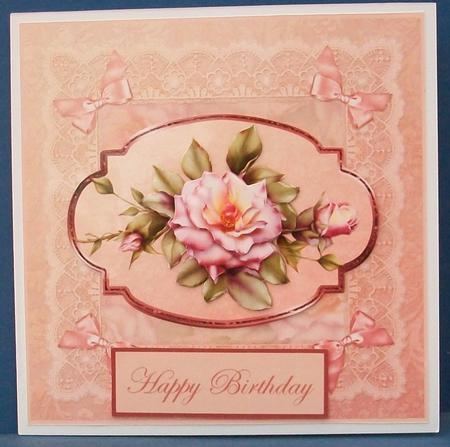Pink Rose Card Front by Cheryl French