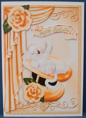 Sleepy Mouse at Leisure in Rose Top Hat with Gold Drapes by Cheryl French