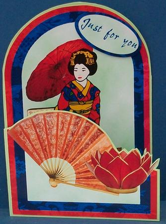 Oriental Lady Cutaway Card by Cheryl French