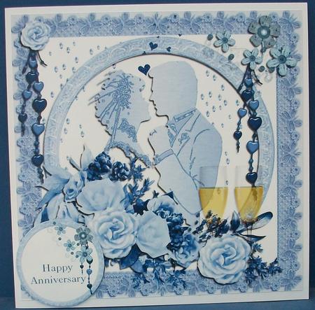 Wedding/anniversary Card in Blue by Cheryl French
