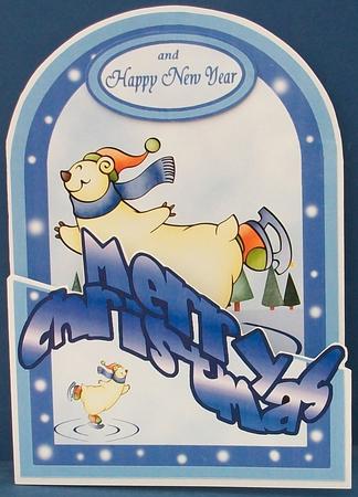 Polar Bears Skating, Cutaway Card by Cheryl French